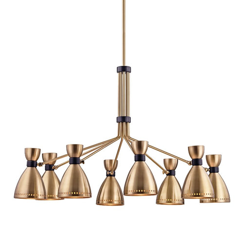 SOLARIS AGED BRASS MID CENTURY CHANDELIER 