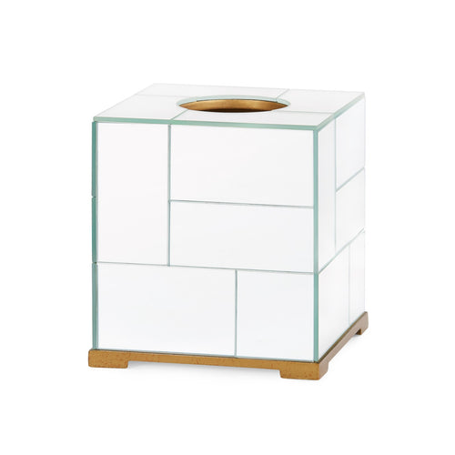 MODRIAN TISSUE BOX MIRRORED TILE GOLD OR SILVER 